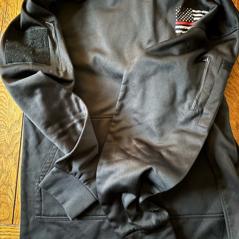 Black Hoodie with Flag Detail